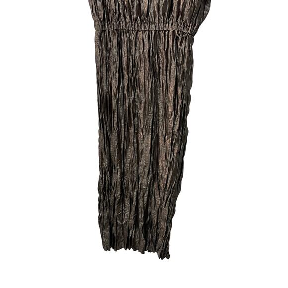 LAFAYETTE 148 WOMENS SMALL PLISSE GATHERED WAIST MIDI DRESS PEWTER METALLIC NEW - Picture 9 of 13